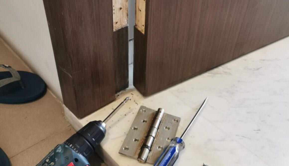 B&A 18 Supply And Replace New Hinges For Wooden Door
